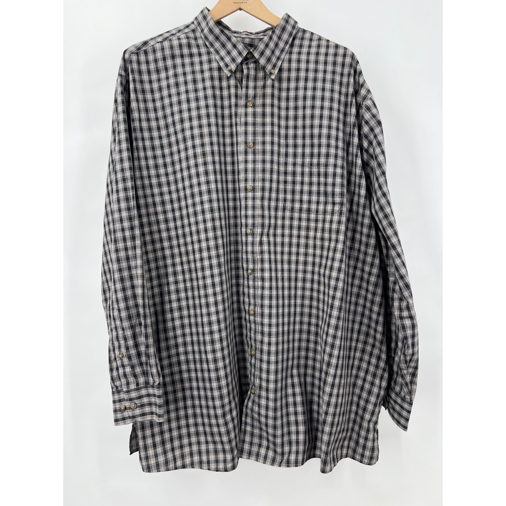 HB Mens 3XLT Black Tan Plaid Button Down Shirt Long Sleeve Tall Big and Tall